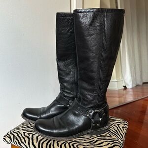 Vintage FRYE Women’s Phillip 3476850 Harness Tall Black Leather Riding Boots